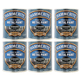 6X Hammerite Hammered Black Paint 750ml Tin Paint